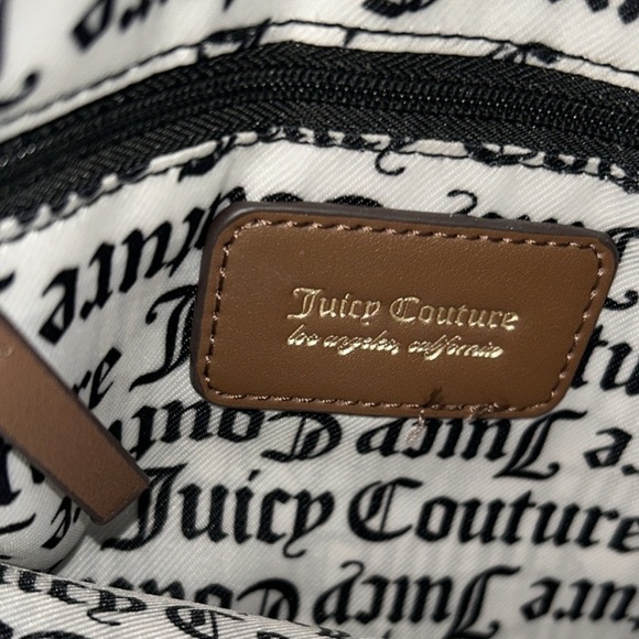Juicy Couture Basic Love Crossbody  Chestnut Brown With Pink Hearts Purse - Picture 9 of 10